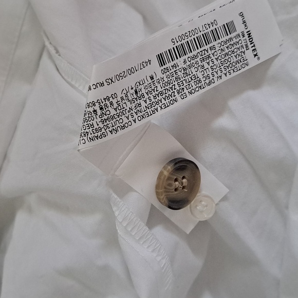 ZARA Corset-style button down blouse with corset 'overlay', white/tan, Size XS - Picture 7 of 7